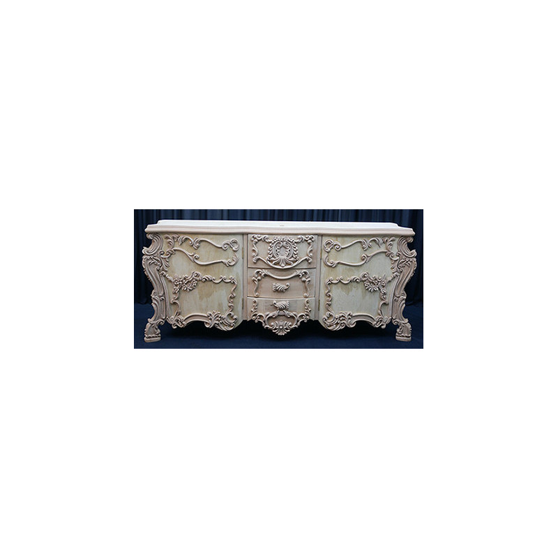 Buffet de Style Baroque en Bois Brut - L200cm H80cm