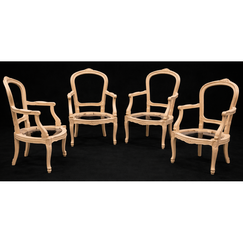 Lot 2 Carcasses brut Fauteuils Cabriolet ENFANT Style Louis XV en stock