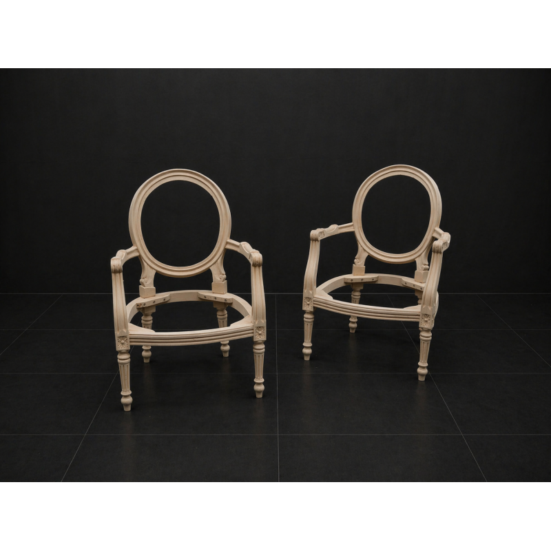Lot 2 Carcasses de Fauteuils Médaillon ENFANT Style Louis XVI en stock