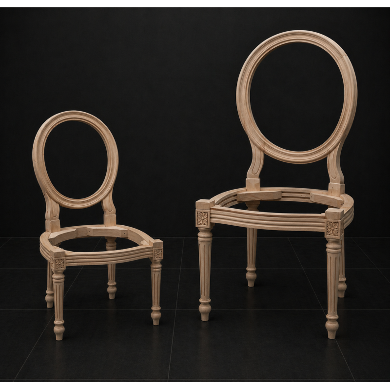 Lot 2 Carcasses Chaises Médaillon ENFANT de Style Louis XVI en stock