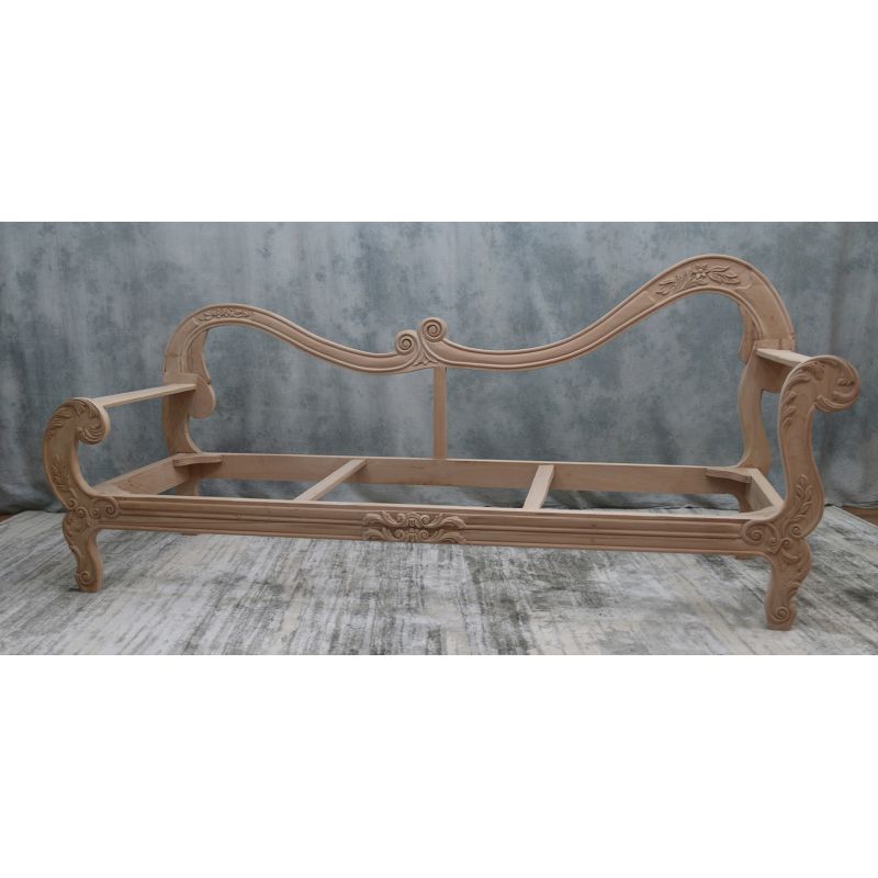 Carcasse Méridienne Vague de Style Baroque - Largeur sur mesure de 175cm à 245cm - Version Dossier à Droite