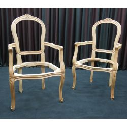 Lot 6 Carcasses de Chaises Cabriolet de Style Louis XV avec accoudoirs