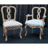 Lot 2 Carcasses de Chaises de Style Louis XV en stock -- Une Chaise + Une Chaises avec accoudoirs
